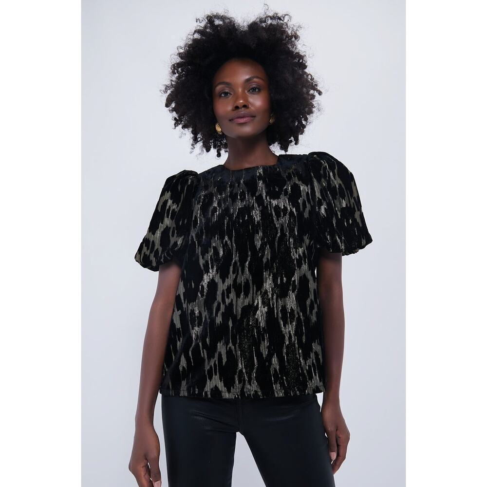 POMANDER PLACE Metallic Velvet Burnout Lyla Blouse Size XS NWT